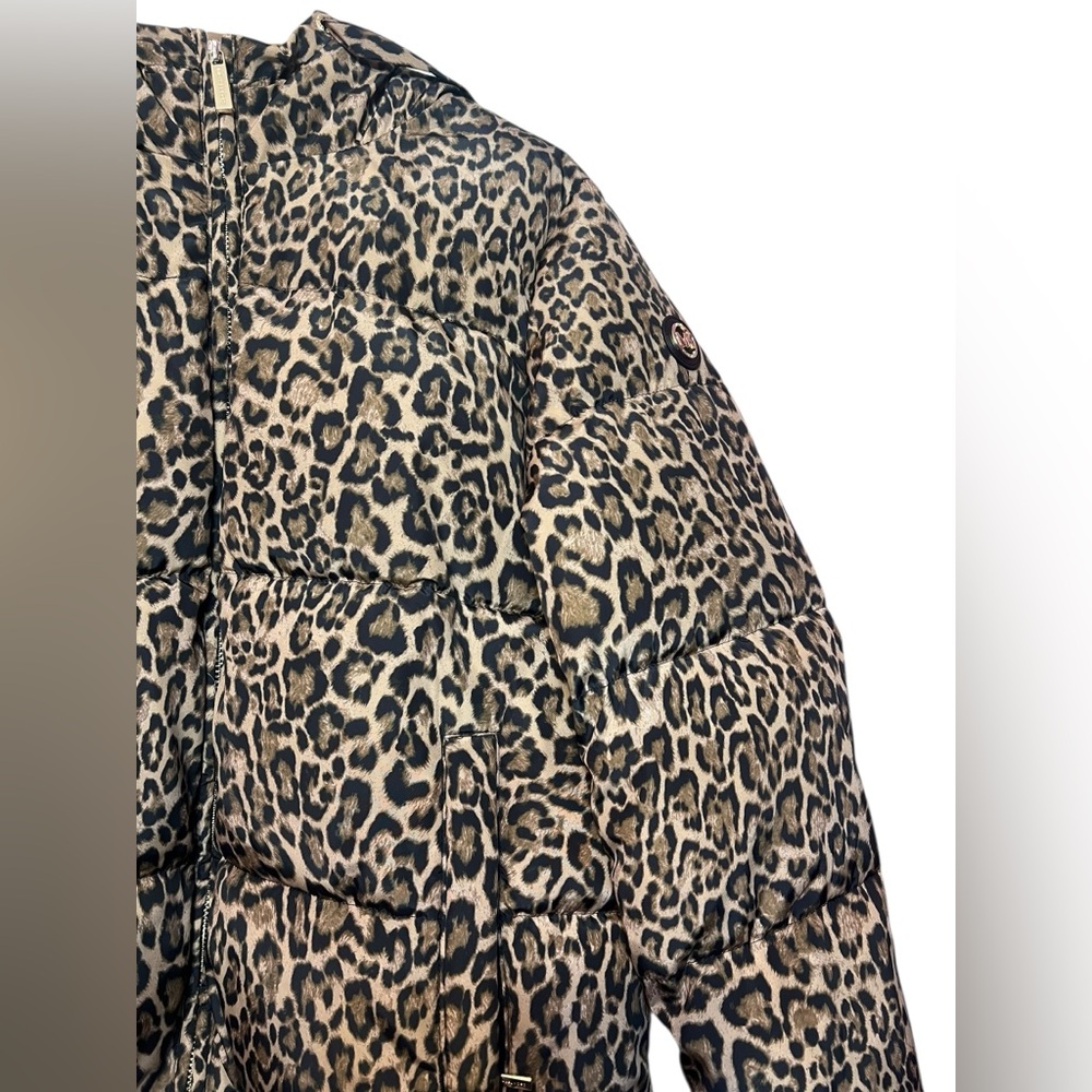 Michael Kors Leopard Print Women's Hooded Coat In Size M - Picture 8 of 16